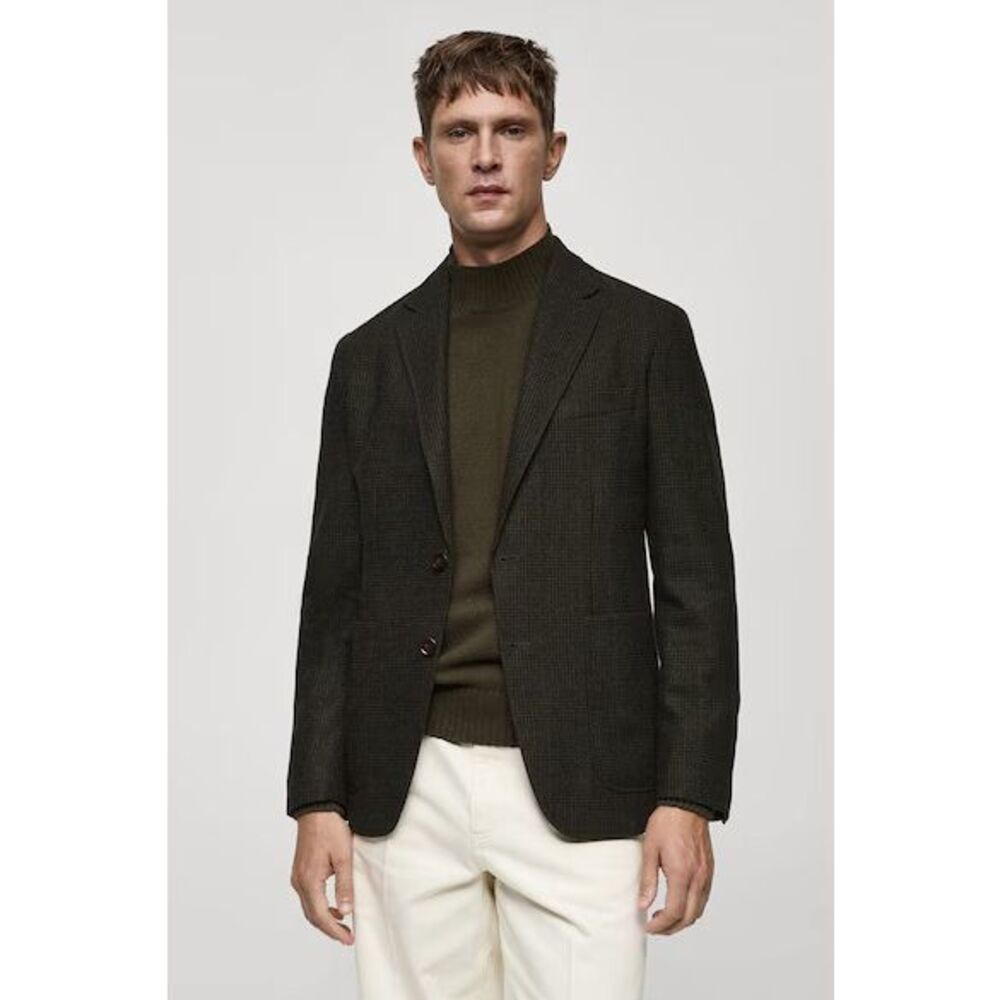 MNG by MANGO $229 Wool Blend Slim Fit Suit Jacket Prince of Wales 38 NEW